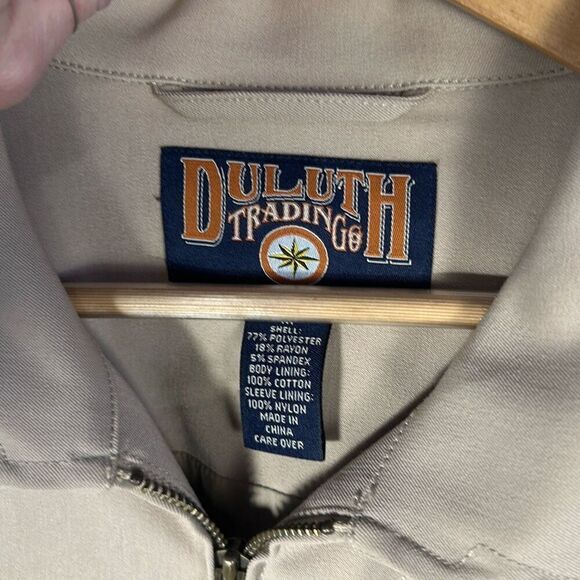 Duluth Trading Co Beige Bomber Jacket Coat Full Zip Size M Medium Rayon Blend - Picture 4 of 10